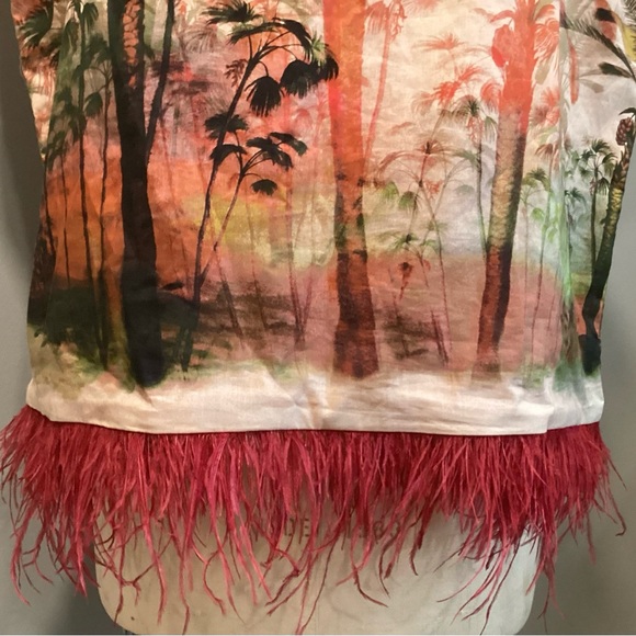 Dur Doux Sunset Palm Top with Feather Trim size m - Picture 3 of 6